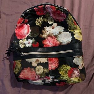 Velvet Mini Backpack with Floral Print